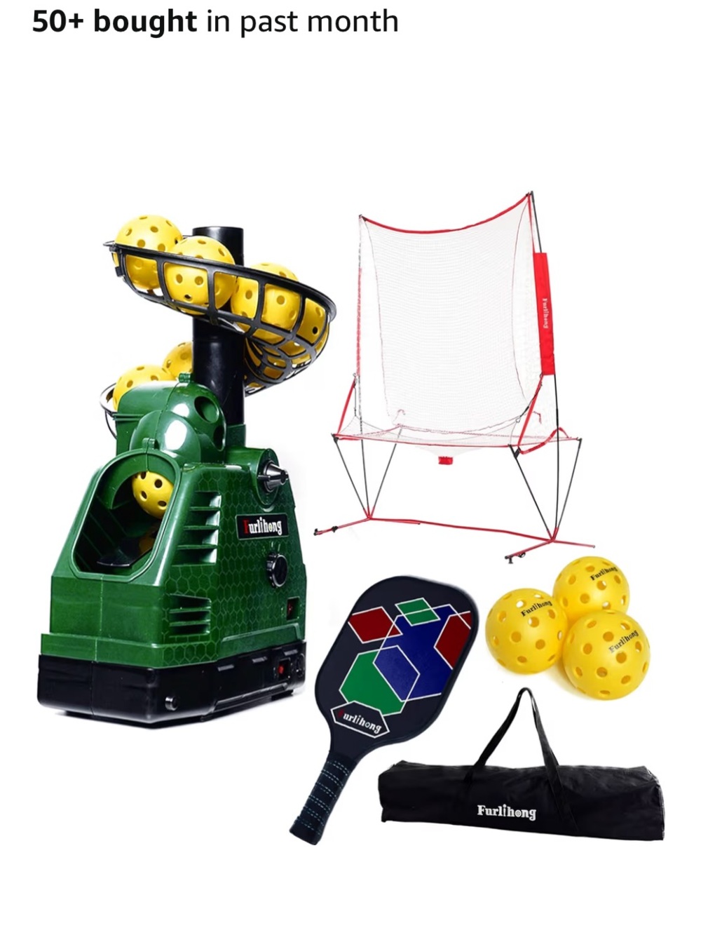 Kids Pickleball Practice Set with Automatic Ball Machine - Green/Yellow